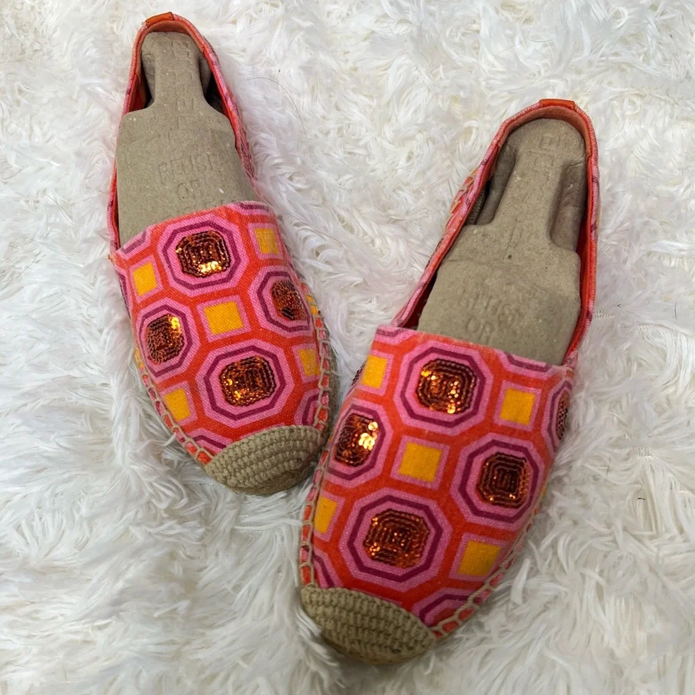Tory Burch Ceicily Embellished Espadrille Slip-on Flats